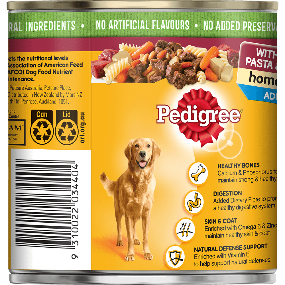 	PEDIGREE® Adult Wet Dog Food with Beef, Pasta & Vegies Homestyle 700g Can back