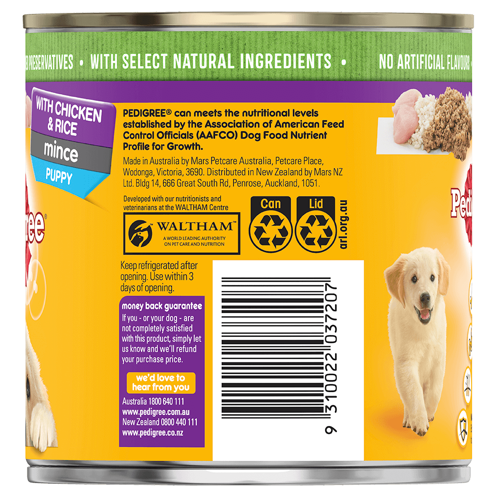 PEDIGREE® Core Puppy Mince With Chicken & Rice 700g back