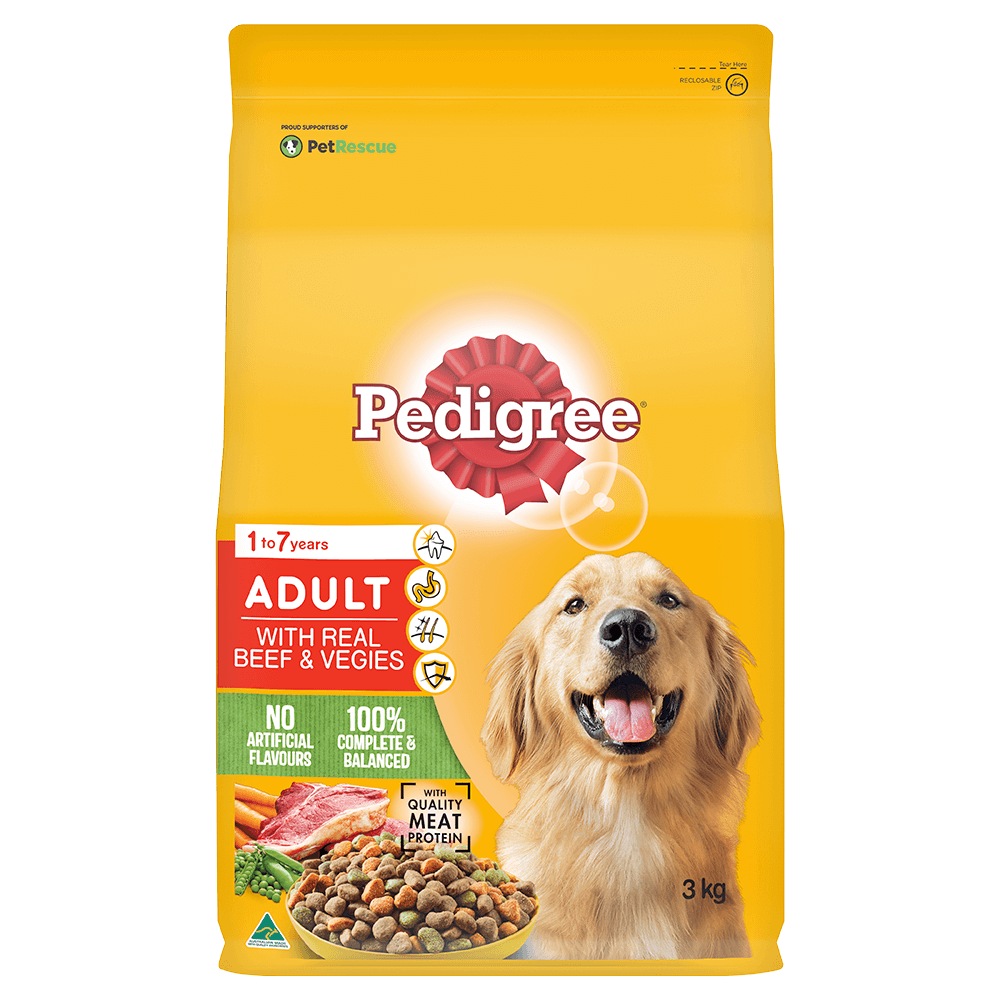 PEDIGREE® Medium AdultDry Dog Food With Real Beef & Vegies 3kg Bag