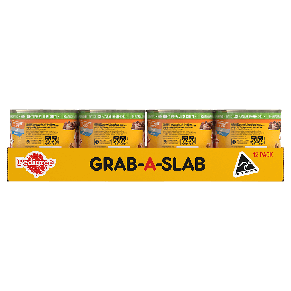 PEDIGREE® Adult Wet Dog Food With 5 Kinds of Meat Loaf Grab-A-Slab 12x700g Cans back