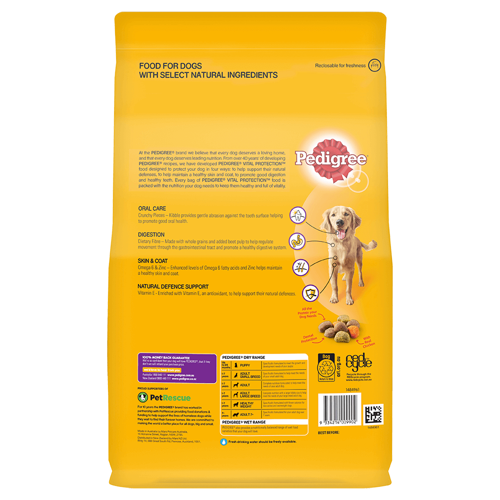 PEDIGREE® Adult Dry Dog Food With Real Chicken 3kg Bag back