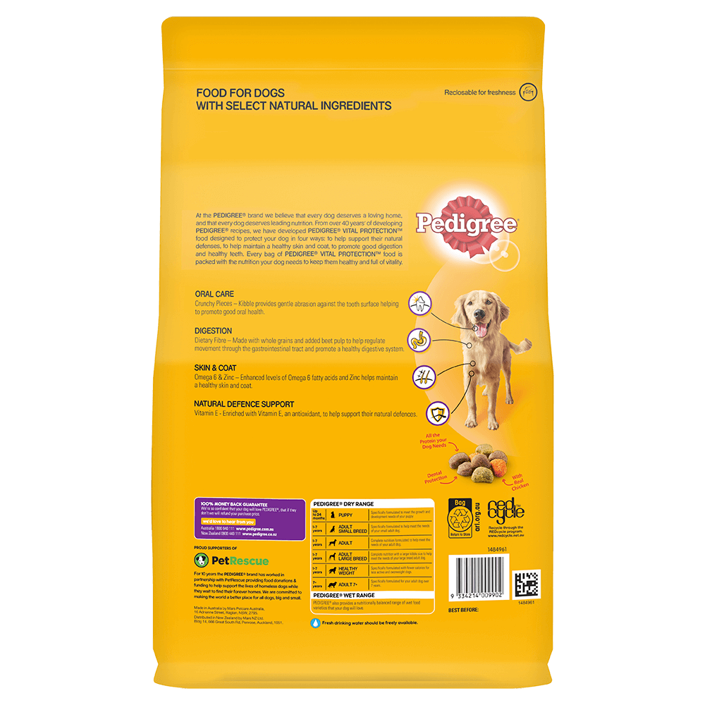 Our Range PEDIGREE Dry Dog Food Adult Real Chicken 3kg Bag