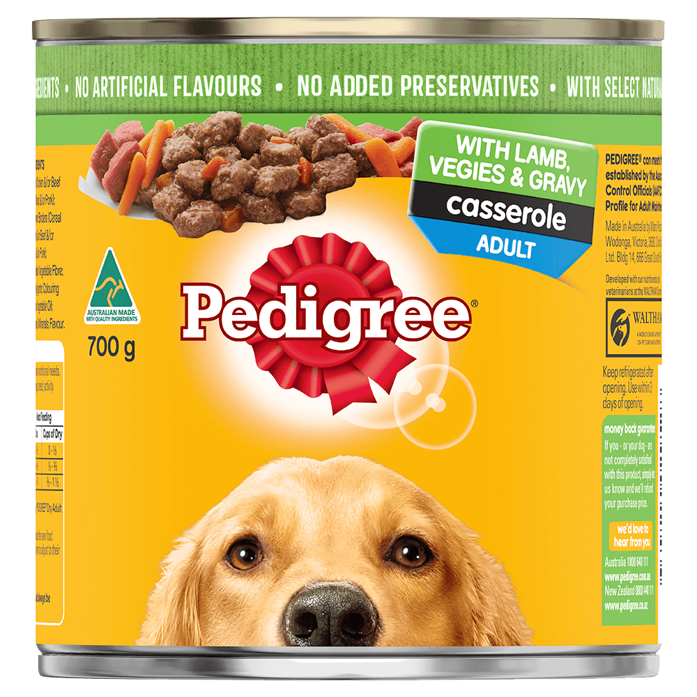 PEDIGREE® Adult Wet Dog Food With Lamb Vegies and Gravy Casserole 700g Can