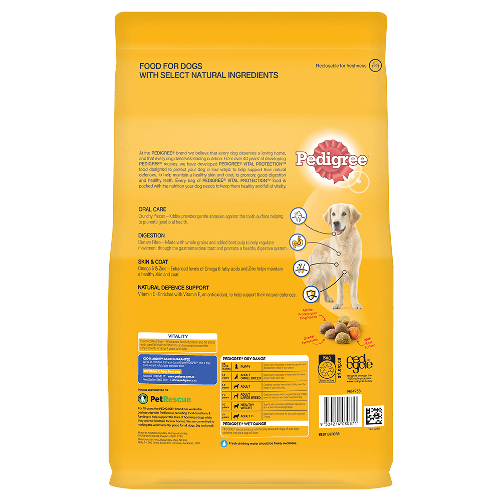 PEDIGREE® Adult 7+ Dry Dog Food With Real Turkey