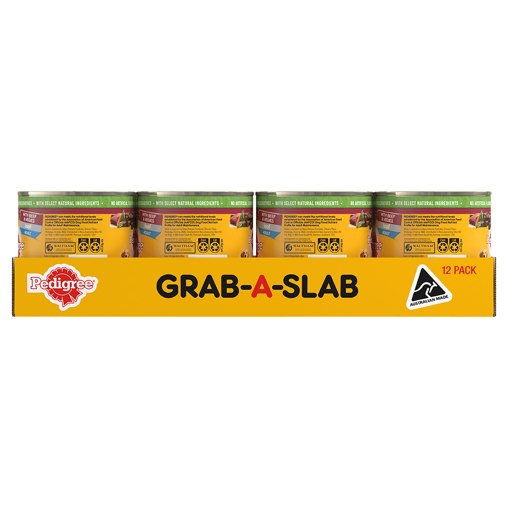  PEDIGREE® Adult Wet Dog Food Beef and Vegies Loaf Grab-A-Slab 12x700g Cans back
