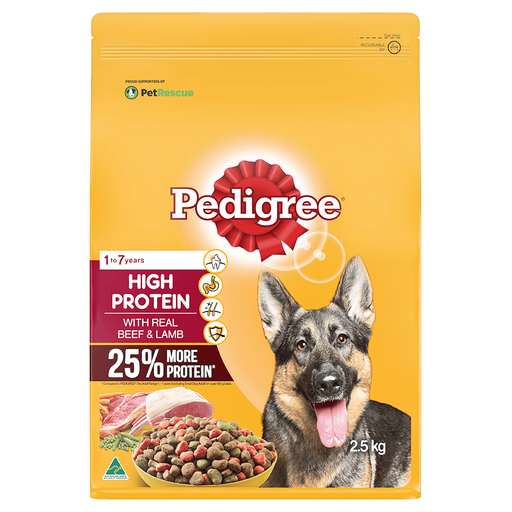 PEDIGREE® High Protein Dry Dog Food With Real Beef & Lamb 2.5kg Bag