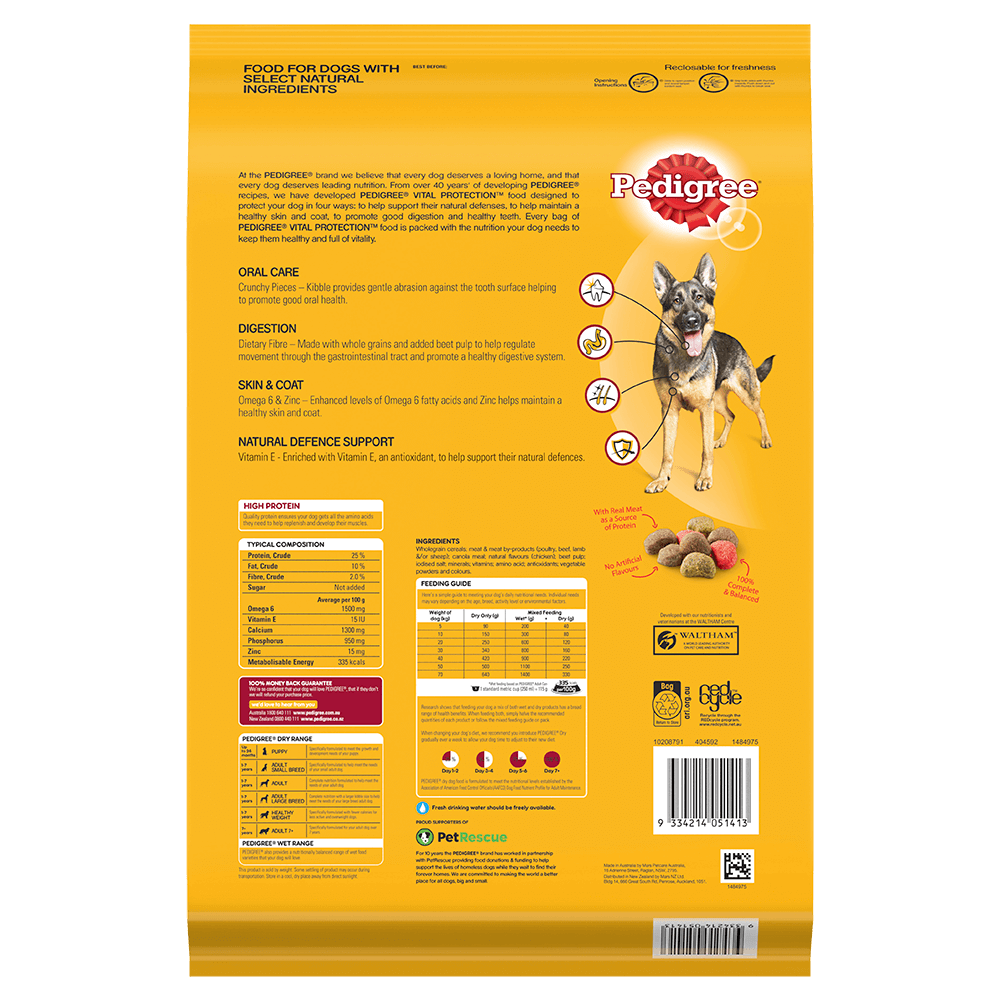 PEDIGREE® Adult Dry Dog Food Beef & Lamb Bag 7kg back