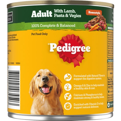image 9310022034503_2_PEDIGREE_Adult_Wet_Dog_Food_with_Lamb__Pasta___Vegies_Homestyle_700g_Can%20%281%29