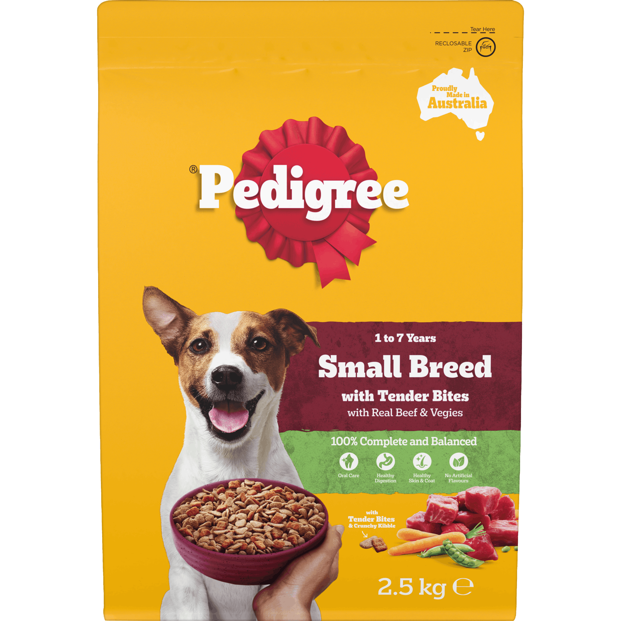 PEDIGREE® Small Breed Dry Dog Food Beef & Vegies 2.5kg